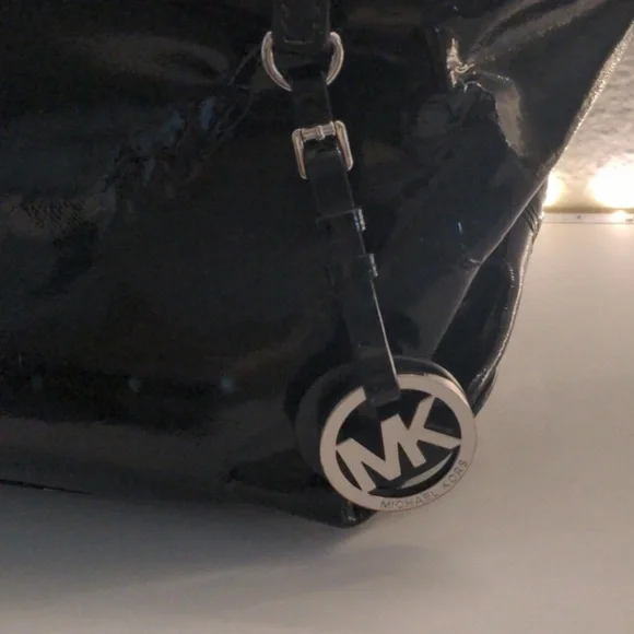Michael Kors Black Patent Leather Rhinestones Studded Tote good used condition - Picture 8 of 15